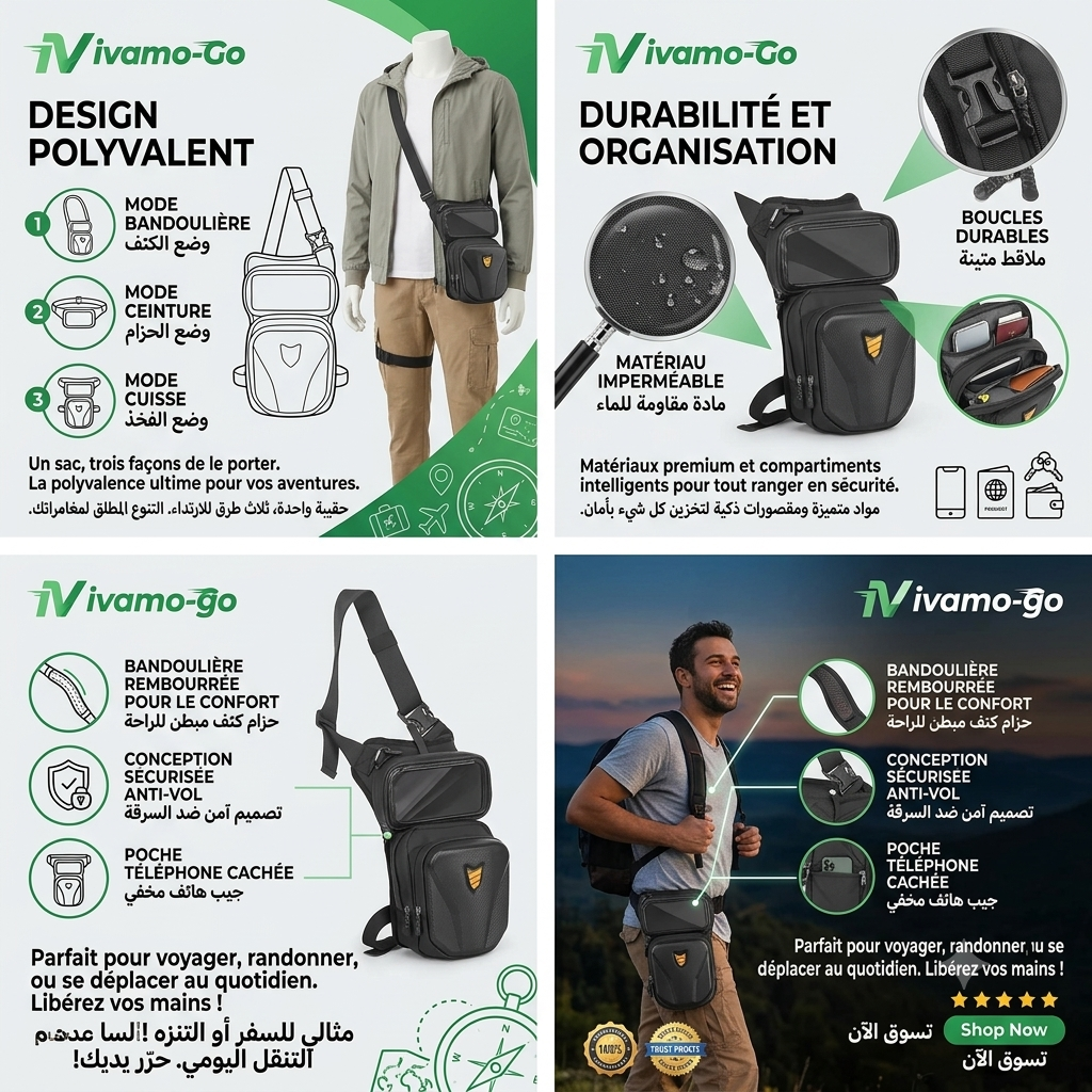 Sacoche Moto Cuisse avec Support Téléphone Étanche