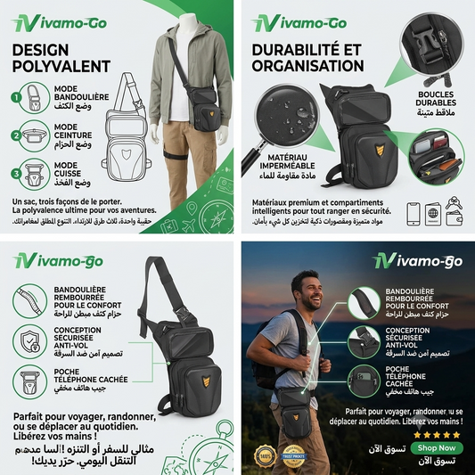 Sacoche Moto Cuisse avec Support Téléphone Étanche