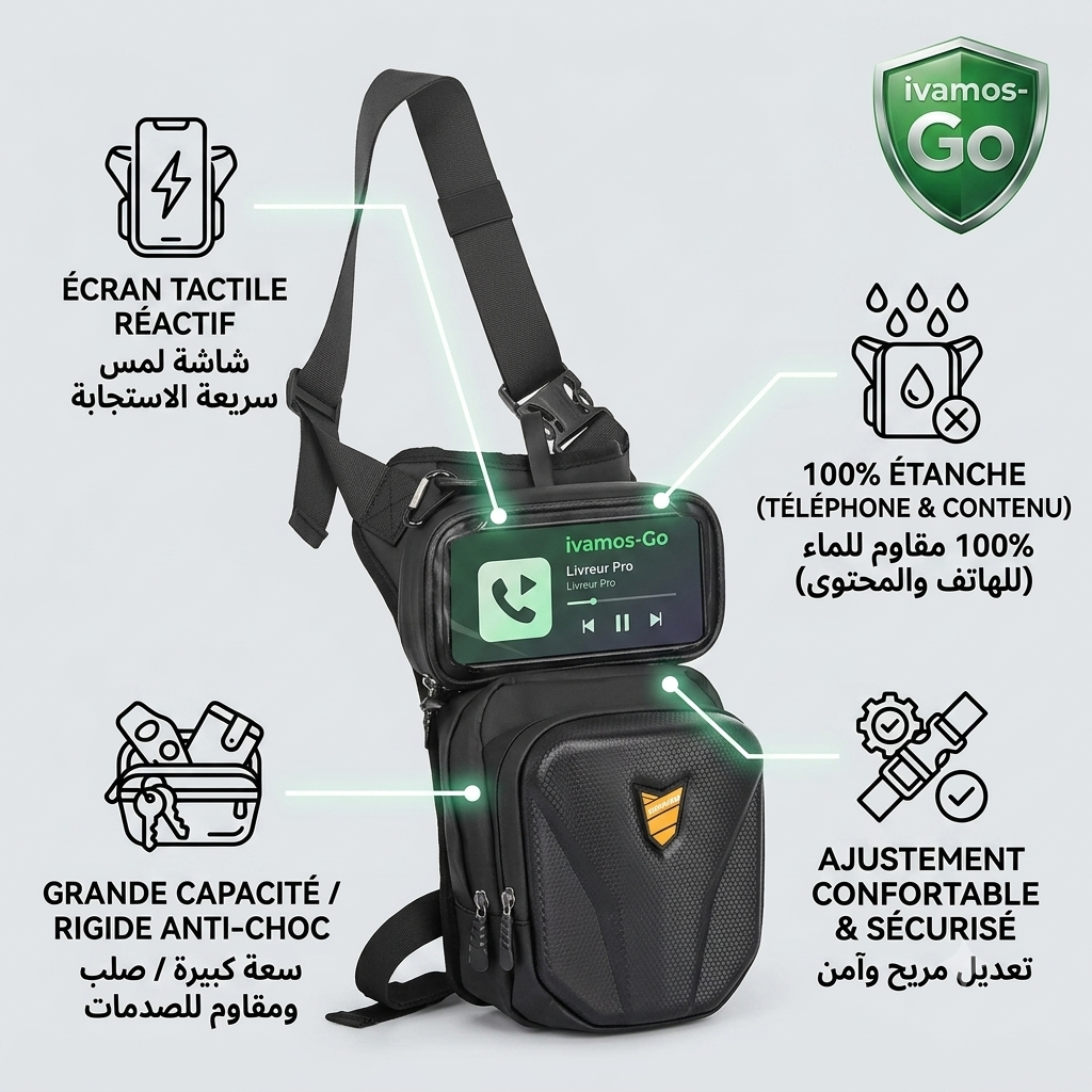 Sacoche Moto Cuisse avec Support Téléphone Étanche